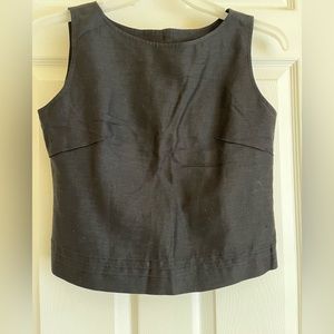SOLD…On another Platform! TRIO New York Vtg Button Back Black Linen Top Size 6